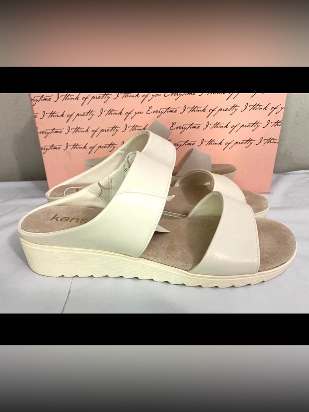 Kensie Women's Endy Comfort Slide Sandals Beige Size 6 M US